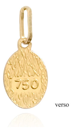 Pingente Nossa Sra. Aparecida Oval Mini Ouro 18k 750 Maciço Legítimo - BLUEONE JOIAS