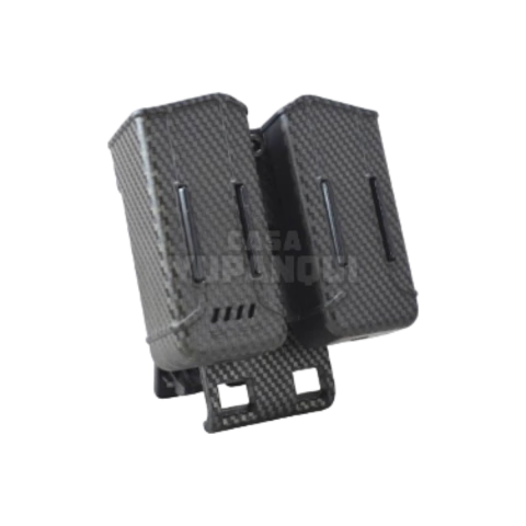 PORTA CARGADOR POLIMERO DOBLE UNIVERSAL FIBRA CARBONO