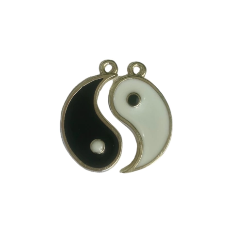 Pingente "Yin Yang" de Encaixe Níquel com Resina