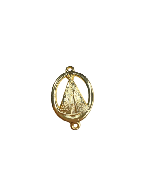 Pulseira '' Nossa Senhora Oval'' Dourado, Níquel e Preto