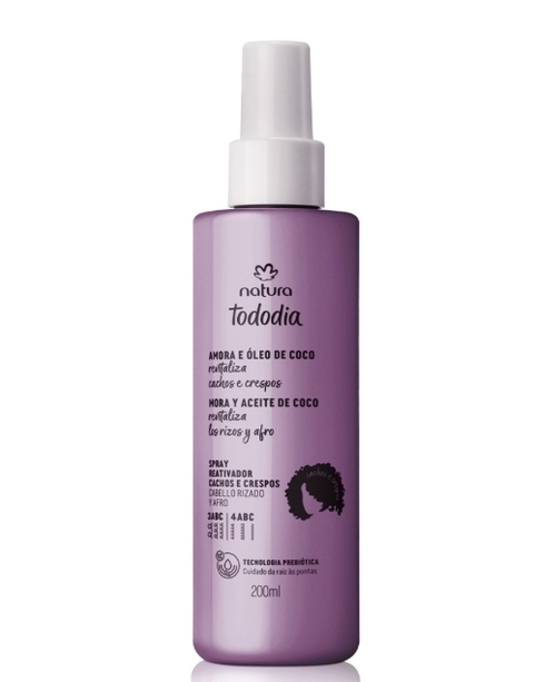 Spray Reativador Cachos e Crespos Tododia Amora e Óleo de Coco