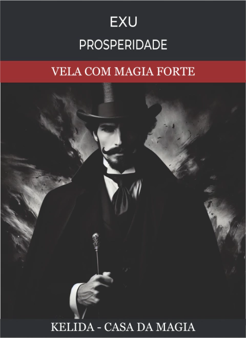 VELA VOTIVA COM MAGIA FORTE - EXU - PROSPERIDADE