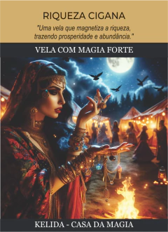 VELA VOTIVA COM MAGIA FORTE - RIQUEZA CIGANA