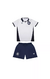 Kit Camisa + Calção InfantoJuvenil Jogo 2 2023 Remo Azul Marinho e Branca Volt