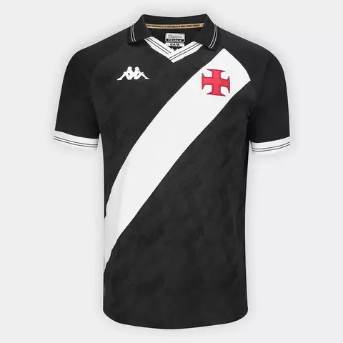 Camisa Vasco I 25/26 Torcedor Kappa-Masculino - Preto+Branco