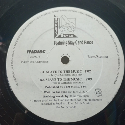Twenty 4 Seven Featuring Stay-C And Nance ‎– Slave To The Music