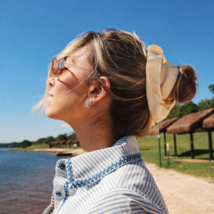 Scrunchie de Seda Floral Feito à mão - M.T.A.S