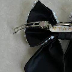 Laço Calla Festa Cetim Preto Bordado Pérolas - comprar online