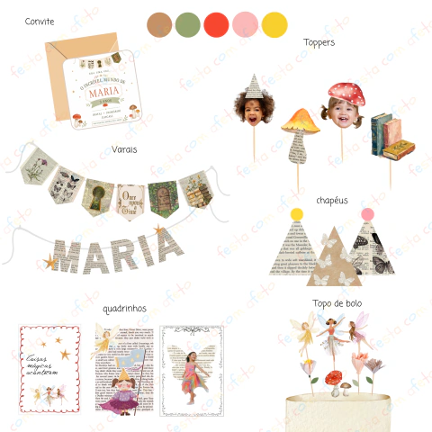 kit festa na caixa personalizado afetivo no tema Era uma vez, histórias infantis, fadas e muita magia.