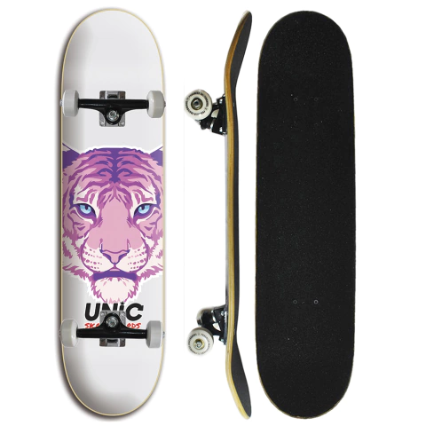 Skate para meninas Completo Unic Skateboard - Tigre Rosa
