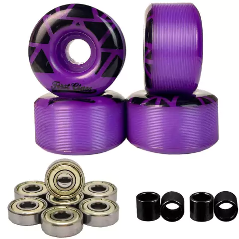 Roda de skate First Class Semi Profissional 52mm com espaçador e rolamento abec 1 Roxa - 95A