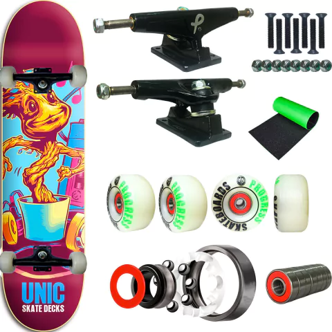Skate Completo Semi profissional Truck 139mm + Rolamento importado - Groo