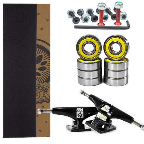 Kit com Truck Pro PGS, Lixa emborrachada, parafuso de base 3/8 e Rolamento Abec