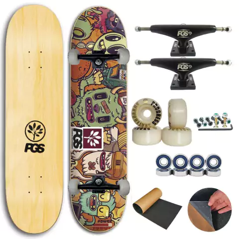 Skate montado 2 Profissional Progress - PGS Monster Colors 8.0