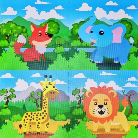 Tatame EVA Infantil Estampado Animais da Selva – 4 Peças (60x60cm) - comprar online