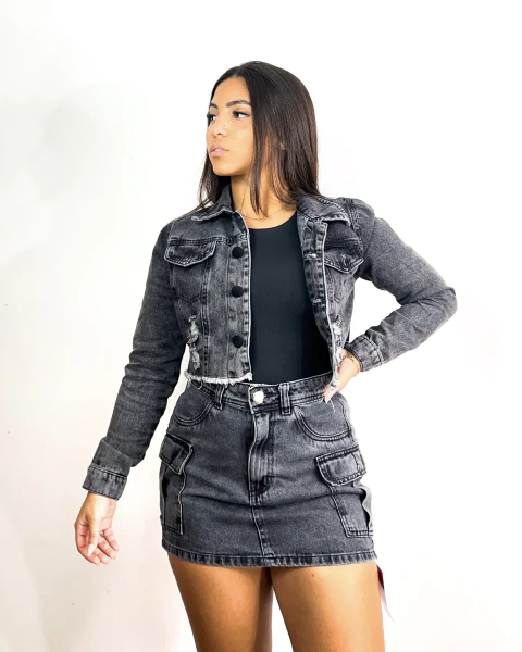jaqueta jeans grafite - comprar online