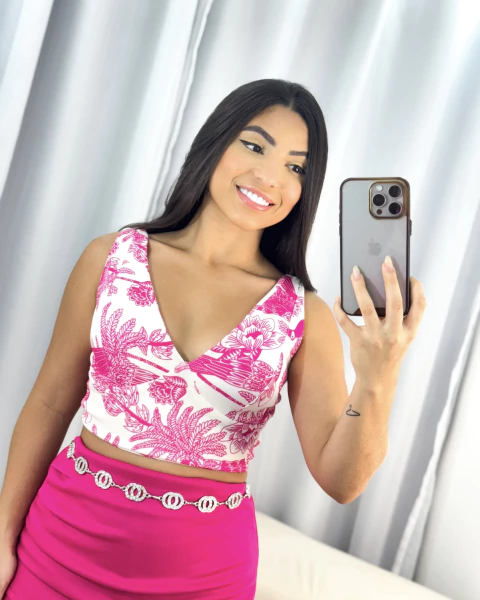 Cropped decote V neopreme - comprar online