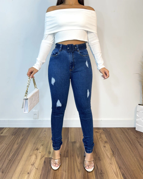 Calça jeans cinto