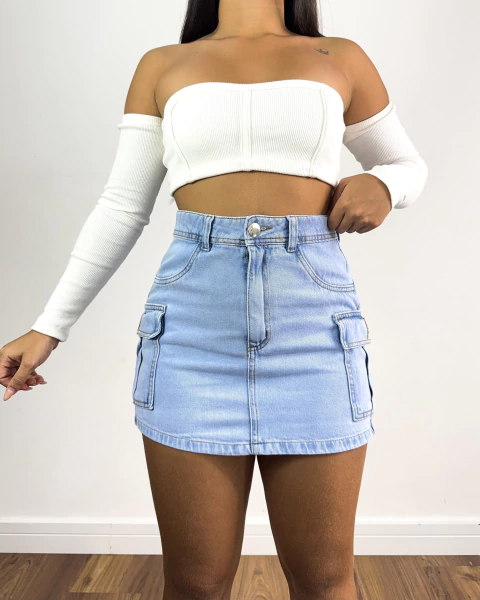 Saia cargo jeans claro