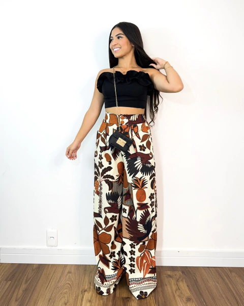 Pantalona farm 2 botões (estampa marrom)