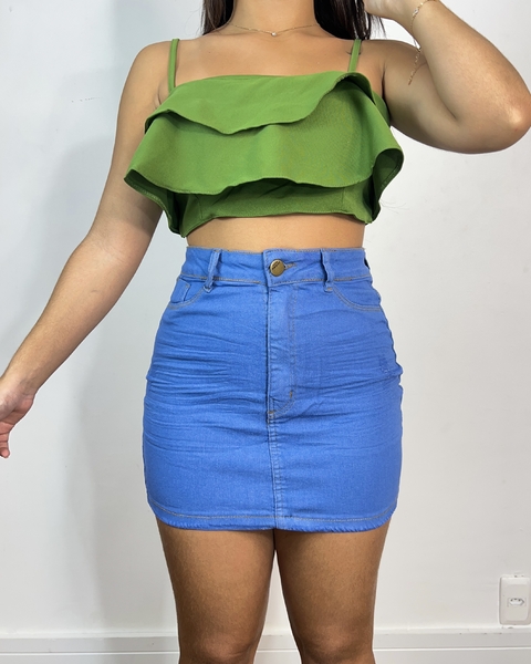 saia jeans lycra (lavagem azul)