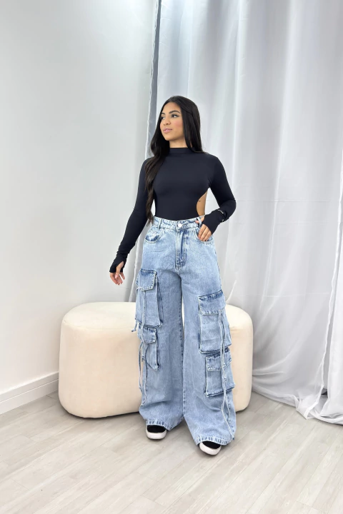 Calça cargo amarração bolsos frontais - comprar online