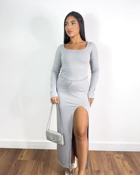 Vestido longo fenda suplex - comprar online