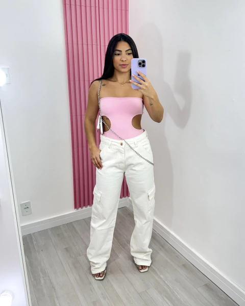 Body tomara que caia abertura lateral