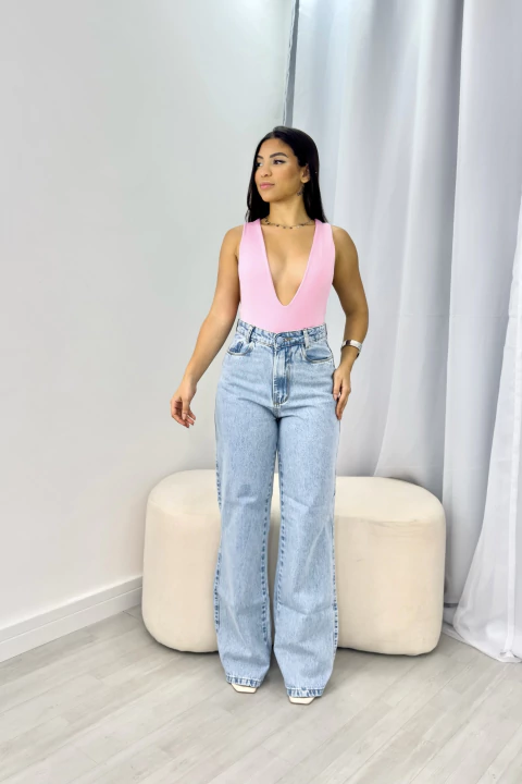 Calça wide leg lisa botão encapado camarote - comprar online