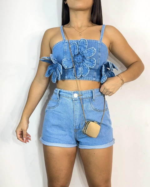 Conjunto jeans flores