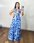 vestido longo estampado amarração pescoço - comprar online