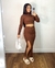 vestido recorte gola longo