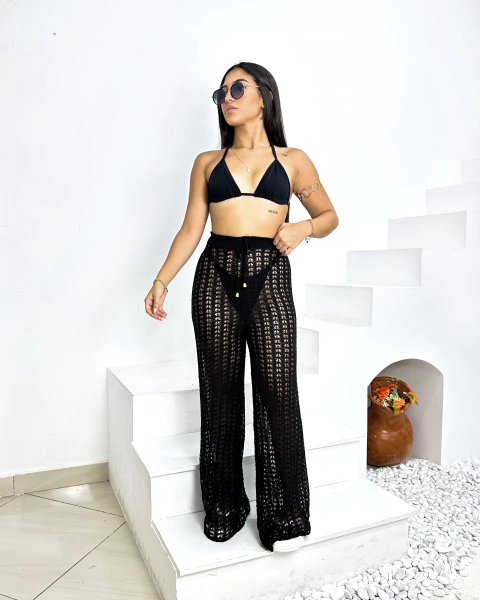 Calça crochê (saída de praia)