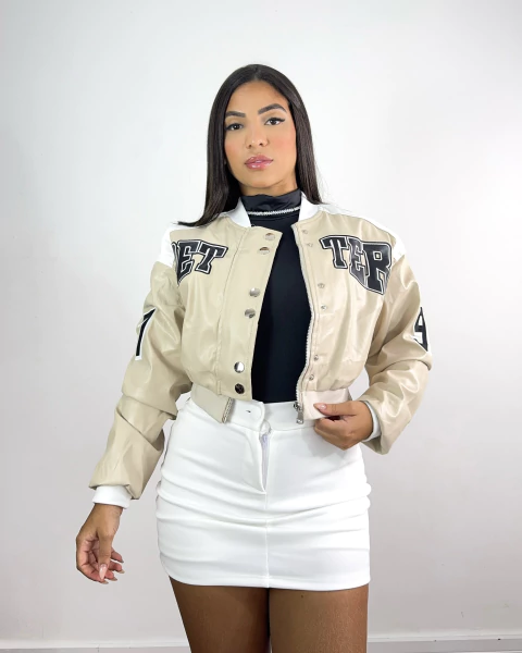 Jaqueta couro colegial (bege)