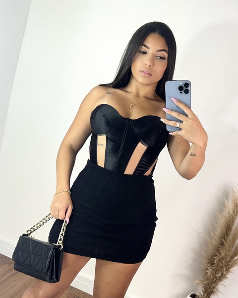 corset cetim tule