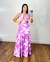 vestido longo estampado amarração pescoço