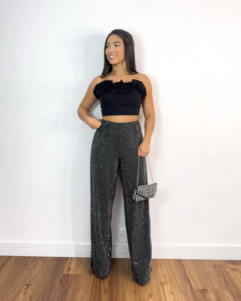 Calça pantalona strass - comprar online