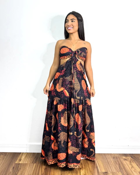 Vestido Gabriela estampa onça