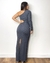 vestido longo manga única (fenda atrás) - loja online