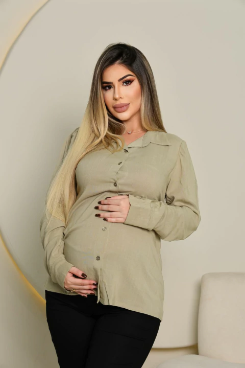 Camisa Helena Gestante Manga Longa - comprar online