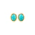 BRINCO BOTAO OVAL RESINA TURQUEZA DOURADO