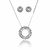 CONJUNTO MANDALA CRAVEJADA COM ZIRCONIAS FOLHEADO EM RODIO