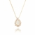COLAR PINGENTE PEDRA FUSION OVAL BRANCA FOLHEADO EM OURO 18K