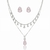 CONJUNTO COLAR DUPLO PEDRA FUSION ROSA E ZIRCONIAS CRISTAL FOLHEADO EM RODIO