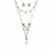 CONJUNTO COLAR TRIPLO COM PEDRAS FUSION COLORIDAS FOLHEADA EM OURO 18K
