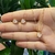 CONJUNTO PEDRA ROSA CLARO TRIANGULAR FOLHEADO EM OURO 18K
