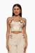 Top bralette blanco con delicadas flores decorativas en el escote. Mod. Xana Sku. 34020