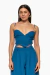 Crop top tirantes azul con detalles de cuentas, diseño elegante y moderno. Mod. Tiana sku. 34935