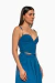 Crop top tirantes azul con detalles de cuentas, diseño elegante y moderno. Mod. Tiana sku. 34935