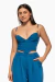 Crop top tirantes azul con detalles de cuentas, diseño elegante y moderno. Mod. Tiana sku. 34935
